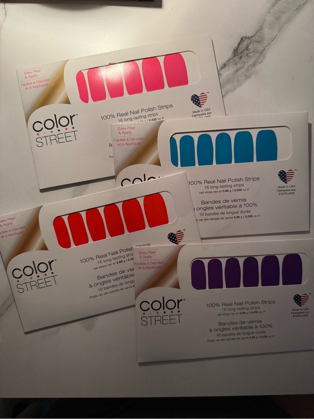 Color Street Real Nail Polish Strips - Pink, Blue, Red, Purple